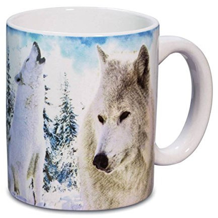 Isideco Tasse Wolf heult im Schnee 9,5cm