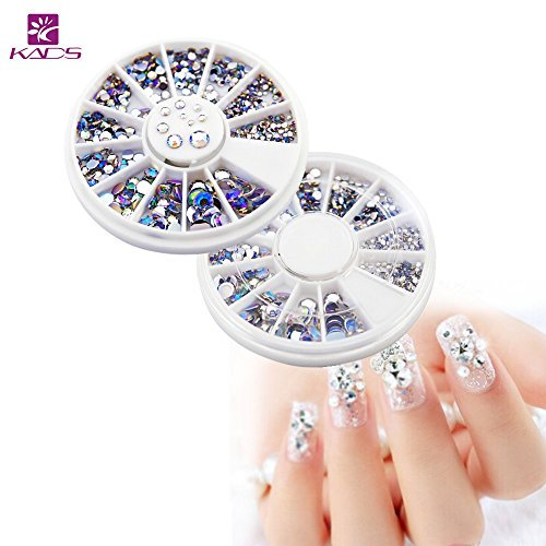 KADS 2 Pack 2 * 550 pcs Fashion AB Color Glitter Diamond Super Flash Gems 3D Rhinestone for Nail Accessories for Nail Decoration
