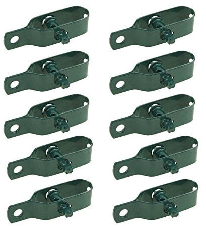Katsu 667210 Lot de 10 tendeurs de fil de clôture électrique en acier au carbone pour bétail, bétail, chevaux, ferme, jardin, câble à cliquet, 96 mm d'épaisseur, vert