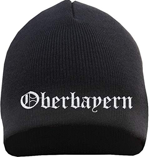 HB_Druck Oberbayern Beanie Mütze - Altdeutsch - Bestickt - Strickmütze Wintermütze Einheitsgröße Schwarz