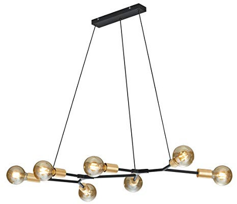 Trio Leuchten Pendelleuchte Cross 306700732, Metall Schwarz matt/bronzefarbig, exkl. 7x E27