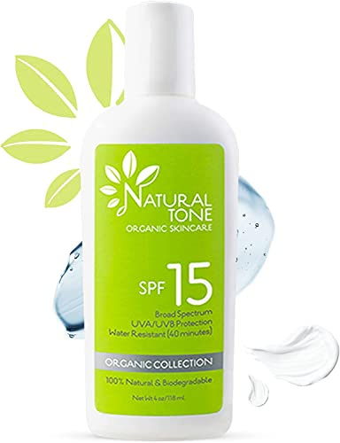 Natural Tone Organic Skincare SPF15 Amplio Espectro Natural Sunscreen 4oz