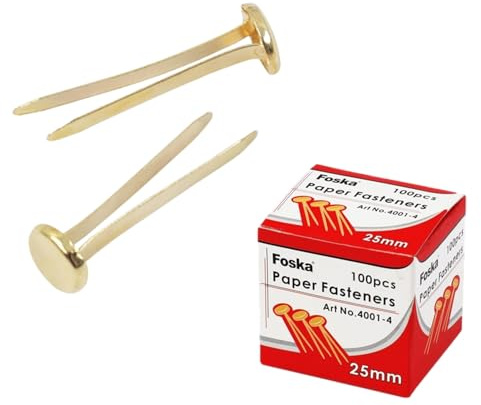 Pack of 100 Paper Fasteners 25mm - Butterfly Clips