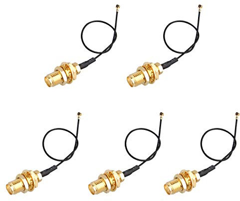 Jopto RP-SMA-Stecker Auf U.FL RF 0,81 IPX-4 MHF4 Mini-PCI-Pigtail-Antenne, Schwarz, Antennen-Verlängerungsstecker, 10 cm Länge, 5 Stück