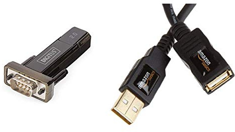 DIGITUS USB auf Seriell Adapter - RS232 Konverter - USB 2.0 Typ-A zu DSUB 9M - FTDI Chipsatz - 80 cm Verlängerungs-Kabel & Amazon Basics 1IGG USB 2.0-Verlängerungskabel A-Stecker auf A-Buchse, 2 m