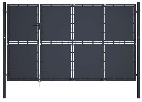 vidaXL Gartentor Gartentür Hoftor Hoftür Gartenpforte Zauntor Zauntür Einzeltor Tor Garten Zaun Pforte Eingangstor Stahl 350x175cm Anthrazit