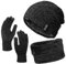 Aiglam Wintermütze Schal Set and Touchscreen Handschuhe (Schwarz)