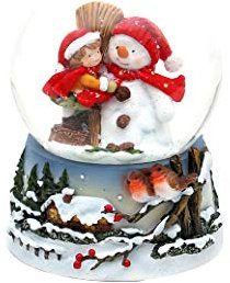 Dekohelden24 Schneekugel - Schneemann mit Kind -, Maße H/B/Ø Kugel: ca. 9 x 7 cm Ø 6,5 cm.