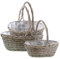 Pflanzkörbe mit Henkel aus Weide - 3er Set / 44, 38 und 31 cm - Blumen Korb Blumentopf Pflanztopf Pflanzkorb Deko