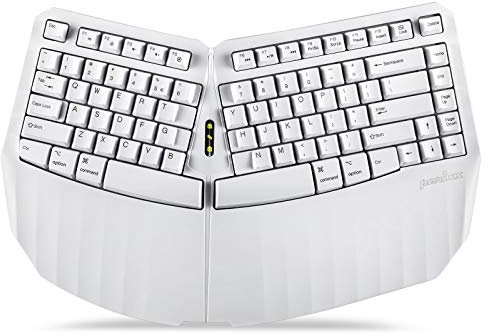 Perixx PERIBOARD-613W Mini Clavier Ergonomique Split sans Fil avec Double 2,4 G et Mode Bluetooth - Compatible avec Windows 10 et Mac OS X - Blanc - Anglais américain