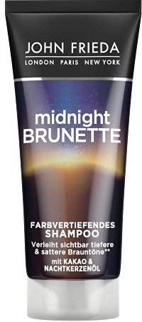 John Frieda Midnight Brunette - Farbvertiefendes Shampoo für brünettes Haar - 50ml Reisegröße - Ideal für Unterwegs, Hotellerie und zum Testen, 50 ml