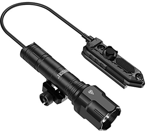 Feyachi WL25 Professional Tactical Flashlight 1200 Lumen LED Weapon Light with Pressure Switch, 3 Modes - High/Low/Strobe, USB Rechargeable Battery, Fixed Picatinny Rail Mount