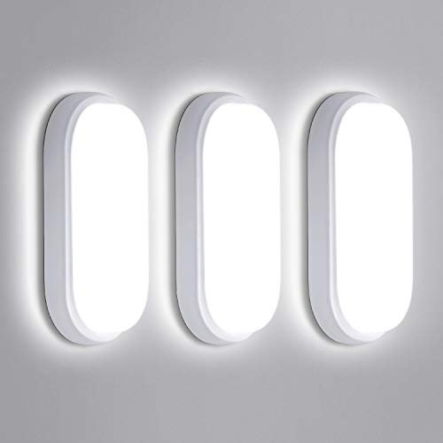3 er LED Deckenlampe Bad, 18W 1710LM LED Deckenleuchte, IP65 Wasserdicht Feuchtraumleuchte, LED Wandlampe Badlampe Balkonlicht Ovalleuchte für Flur Keller Garten Badzimmer Außenwand Neutralweiß 4000K