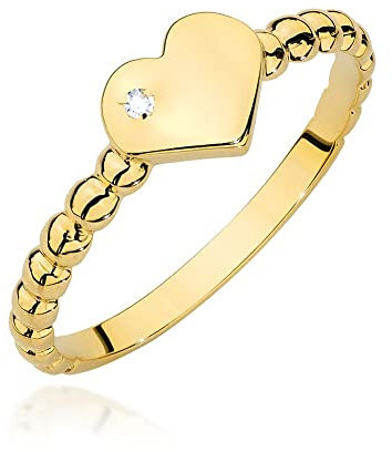 Damen Ring 585 14k Gold Gelbgold Herz natürlicher echt Diamanten Brillanten