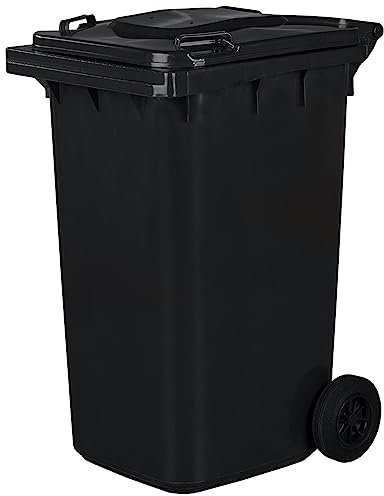 Jestic Cubo de Basura 240 Litros Negro con Ruedas de Goma Silenciosas para Recogida Diferenciada, Interior/Exterior EN840
