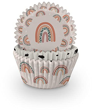Anniversary House Cupcake Cases, 75 Pieces, Greaseproof Paper Baking Cups, Neutral Rainbow J142