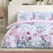 Sleepdown Botanical Leaves Floral Blush Pink Blau Wendebettbezug Quilt Kissenbezüge Bettwäsche Set Weich Pflegeleicht - Doppelbett (200 cm x 200 cm)