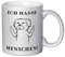 Glitzer Tasse mit Spruch Ich hasse Menschen | Silber | Hund | 330ml | doppelseitig bedruckt | Für Hundeliebhaber als witzige Geschenkidee zu Weihnachten für beste Freundin oder Kollegin