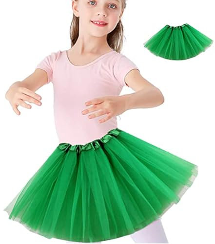 Gonna Tutu Bambina Gonna Balletto Tulle Elastico 3 Strati Costume Danza Principessa Delle Fate Quotidiano Performance Danza Carnevale Halloween Capodanno Compleanno Festa Vestito 2-9 Anni (verde)