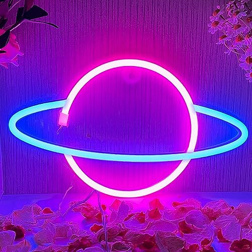 YUEYYNS Planet Neon Schild,LED Neonlicht USB or Battery Powered Spielzimmer Neonlicht Geeignet für Schlafzimmer,Weihnachts,bar,Party,Hochzeit,Halloween