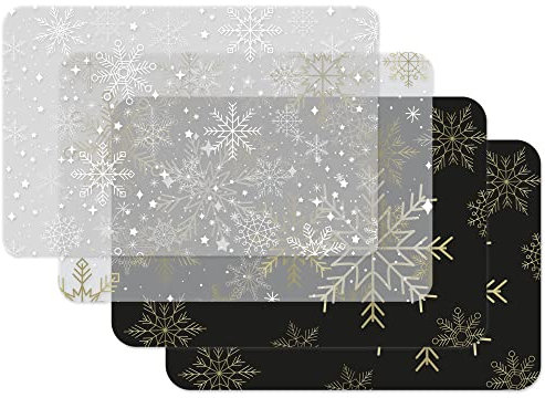 Venilia Mantel individual mixto de copos de nieve para comedor, posavasos de platos, decoración de mesa de Navidad, manteles individuales de Navidad, fácil de limpiar, apto para alimentos, 45 x 30 cm,