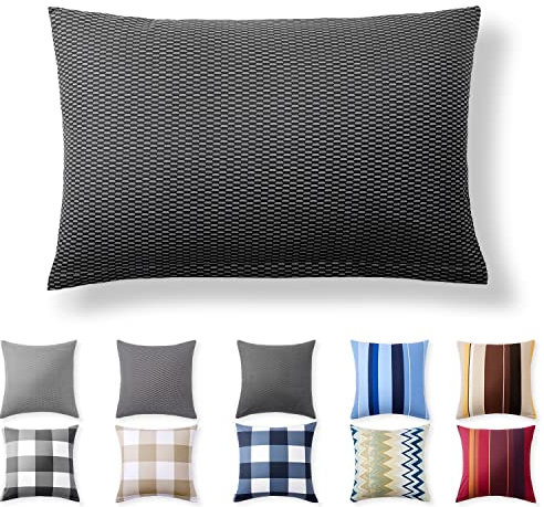 Alreya Renforcé Kissenbezug 40 x 60 cm - 100% Baumwolle mit YKK Reißverschluss, Superweicher Kopfkissenbezug 40x60, Kissenhülle, Schwarze/Graue Diamanten, nur Kissenbezug