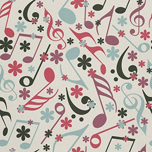 HEKO PANELS Stoff Oxford Wasserdichte Meterware Canvas-Stoff Polyester Stoff Zum Nähen Nähstoffe Möbelstoffe Dekostoffe Handwerken Wasserabweisend Blickdicht Musik Noten 1 Meter 155 x 100 cm