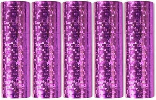 Luftschlangen Papier bunt Party Deko Geburtstag Hochzeit Set holografisch, Stück:5 Stück, Luftschlangen:Rosa holografisch metallic