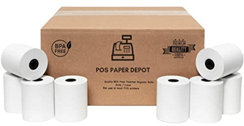 Thermo-Bonpapierrollen, BPA-frei, 50 Rollen, passend für alle Kreditkartenterminals, Square Terminal, Epson TM-T20II, Star Micronics TSP100, Bixolon SRP-350, 50 Rollen