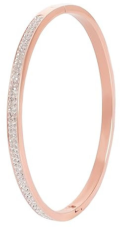 Manfnee Bracelet Manchette Acier Inoxydable Zircon Or rose Cadeau Fête Amour Amitié Bijou Femme Mère
