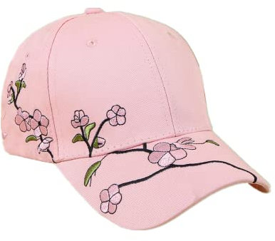 Baseballkappe Damen Mädchen Basecap UV Schutz Sonenhut Verstellbar Schirmmütze Sommer Baseball Cap Stickerei Pflaumenblüte Snapback Hut Outdoor Sport Trucker Cap für Golf Baseboard Radfahren Wandern