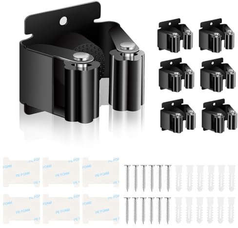 VMUTGA Porta Scope Parete 6 Pezzi, organizer per attrezzi da giardino, Portascope da Muro Appendibile da Giardino per Cucina, Garage, Giardino e Ufficio