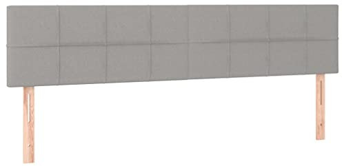 vidaXL Kopfteil 2 STK., Bettkopfteil mit Holzbeinen, Höhenverstellbar Polsterkopfteil für Bett, Betthaupt Bettzubehör Schlafzimmer, Hellgrau 80x5x78/88cm Stoff