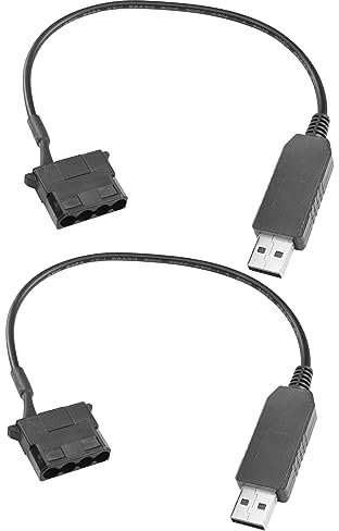 YACSEJAO 12V USB to Molex Fan Step-Up Cable 2 Pack USB Port to 12V Molex Computer PC Fan Adaptor Connector Power Supply Cable(11.8/30cm)