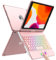 SZO Clavier Coque pour iPad 9/8/7ème Génération 10.2 2021/2020/2019, 360° Touchpad Flip Coque Dure Slim Cover, 7 Rétroéclairages, Clavier Bluetooth avec Mise Veille/Réveil Automatique, Rose Gold