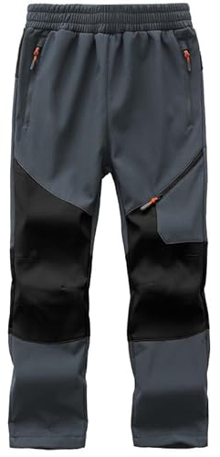 HFDWYJ Softshellhose Kinder Winter Skihose Kinder Outdoor Hosen Fleece Gefüttert wasserdichte Hose Mädchen Schneehose Jungen Funktionshose Regenhose Softshellhose Mädchen Schwarz L