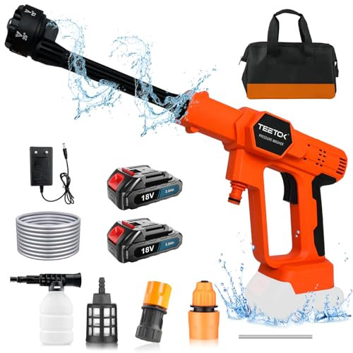 18 V Akku Hochdruckreiniger für Makita 18V Akku-Druckreinigerpistole,zur mobilen Reinigung und Bewässerung,360 L/h, 6-in-1 inkl.Zubehör,2x3000mAH Akku für Gartenhaustier Outdoor-Autoreinigungswerkzeug