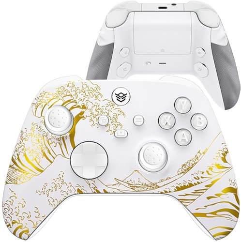 HEXGAMING ADVANCE Wireless Elite Controller for Xbox Series X & S, for Xbox One, and for Windows 7/8/10-4 Remappable Back Paddles - Triggers Stop - Interchangeable Thumbsticks - Golden Waves