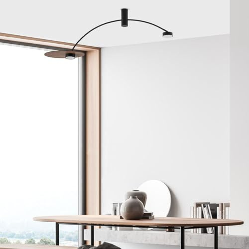 Licht-Erlebnisse Deckenlampe Modern 110 cm lang 2-flammig GX53 Schwarz Holz Metall blendarme Deckenleuchte Wohnzimmer Jugendzimmer