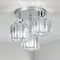 FORCOSO Kristall Deckenleuchte 3 Flammig, Kronleuchter Chrom mit Metall Rahmen Lampenschirm, Sockel E27 Deckenlampe, Moderne Ceiling Light Lampe für Schlafzimmer Wohnzimmer Flur Küche Esszimmer