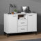Sideboard, Büroschrank Regalschrank mit Türen Küchenschrank mit Arbeitsplatte Aktenschrank Klein Geeignet für Balkon Schlafzimmer Wohnzimmer Oslo mit Metallbeinen Weiß 113x40x77 cm Massivholz