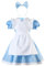Kleid Alice im Wunderland für Mädchen, Alice Kostüm für Mädchen, Alice im Wunderland, Haarreif, Schürze (100)