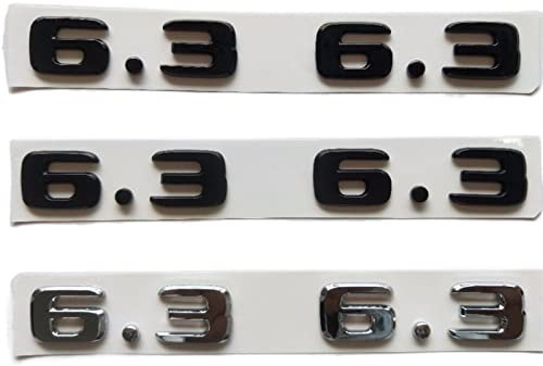 STARMS Brillantes Chrom, matt, glänzend, Schwarz, Nummer 6,3, Embleme, passend for Mercedes Benz AMG W207 W211 W212 W203 W204 W205 C63 E63 (Size : Chrome(Shiny Silver))