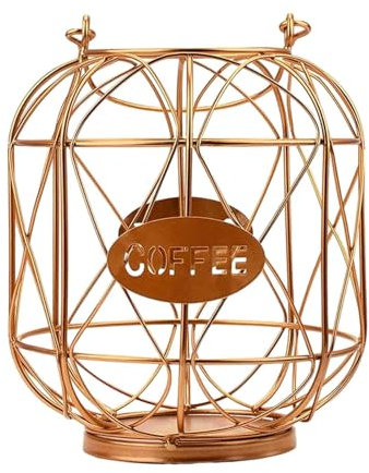 JISADER Coffee Pod Holder, Coffee Pod Organizer Basket, Container for Countertop, Rose Gold