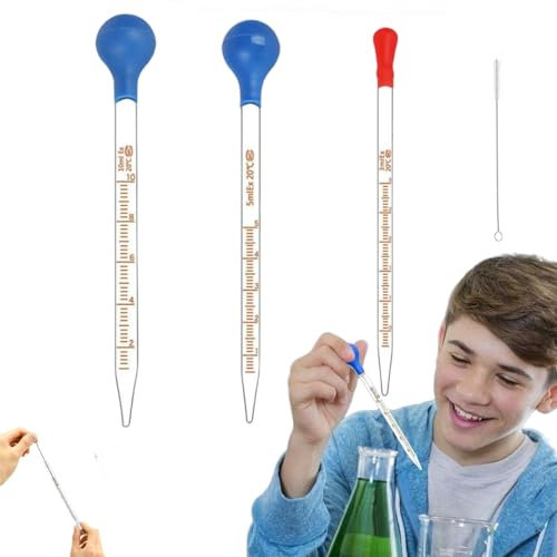 Pipetas Cuentagotas,3ml 5ml 10ml Pipetas de Laboratorio,Vidrio Pipetas,Pipetas de Cristal,Cuentagotas de Pipeta Graduado,Pipetas con Bola Goma,para Laboratorio,Alimentos,Investigación