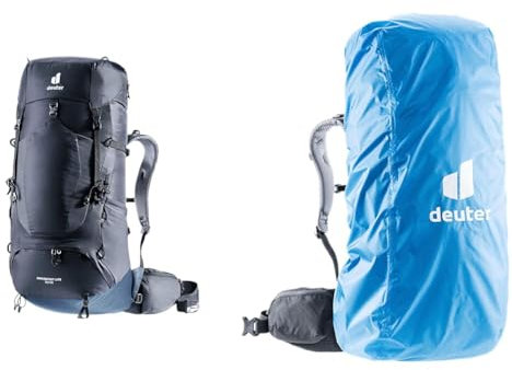 deuter Aircontact Lite 50 + 10 leichter Trekkingrucksack & Raincover III Regenhülle (45-90 L)