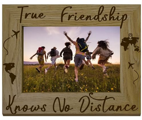 CREATCABIN Bilderrahmen Friends,Holz-Fotorahmen,Personalisierter Spruch,Bilderrahmen,Gedenk-Tischaufsteller,Andenken,Anzug Für 4X6Bild,Geschenk Besten Freunde Aus Der Kindheit,Bestie,22x17cm