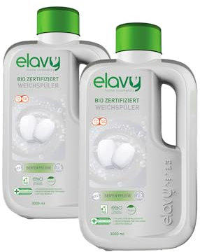 Elavy Bio Zertifiziert Seifen Pflege Weichspüler 75 Waschladungen 3000 ML Pack of 2