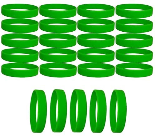 Lot de 25 bracelets élastiques en silicone vert - Bracelets de sport en caoutchouc pour événements - Bracelets extensibles pour fête, hommes et femmes - Sports de plein air