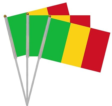 Lot de 20 drapeaux à manivelle Mali, mini-drapeau portable Mali, drapeau Mali, petit drapeau Mali, mini-drapeau Mali, drapeau Mali, petit drapeau Mali, fanions Mali.